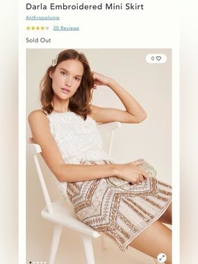 Anthropologie Darla Embroidered Mini Skirt